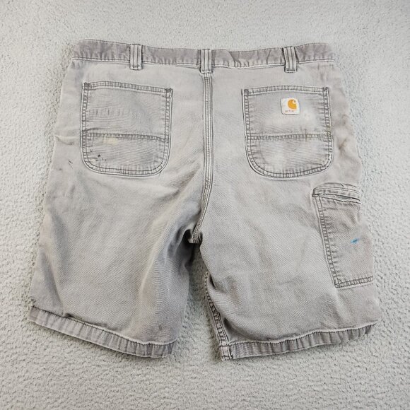VTG CARHARTT Mens 38 Shorts Natural Distressed Relaxed Fit  Thrashed Workwear - Picture 2 of 11